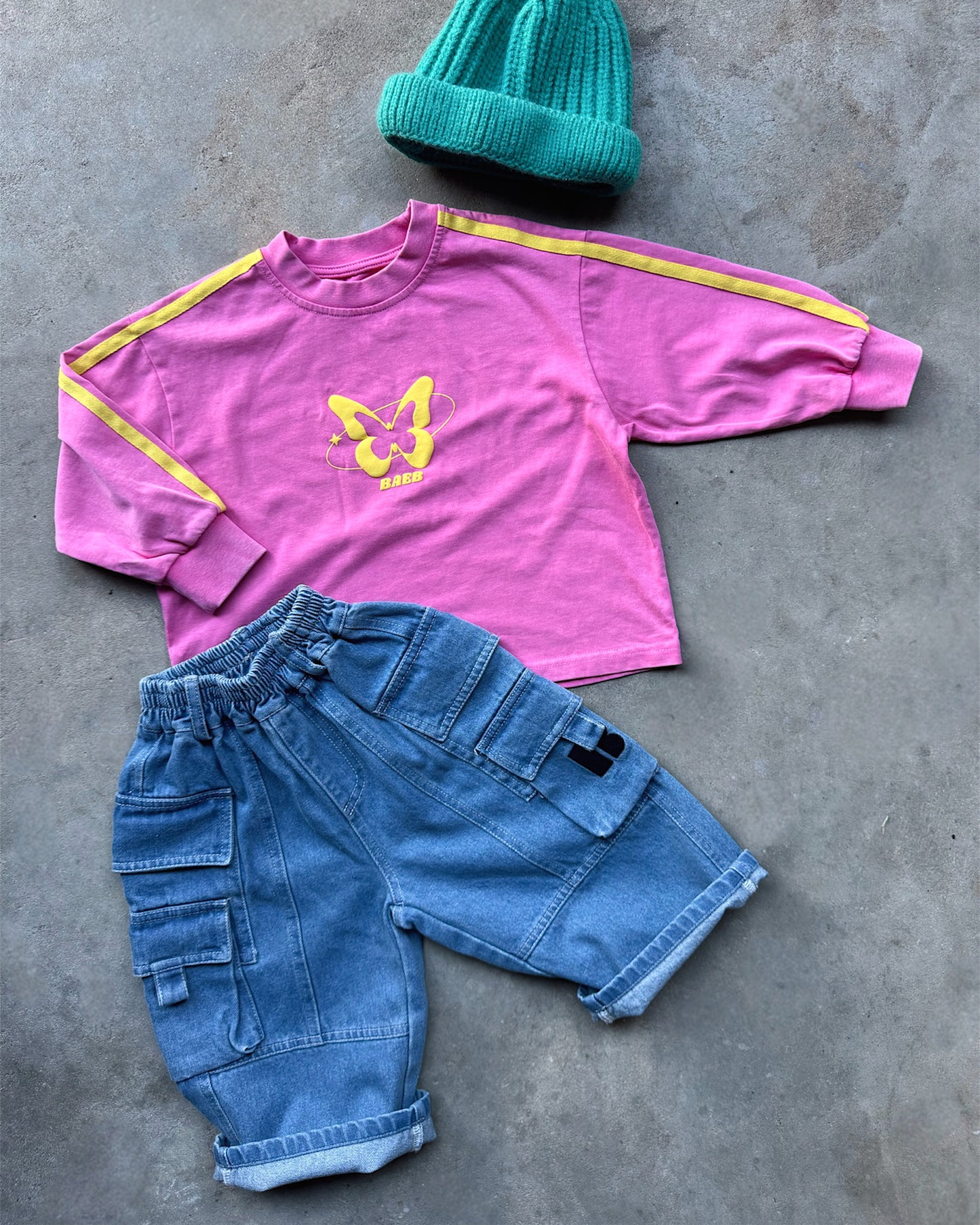 Signature Long Sleeve Tee - Washed Fuchsia & Yellow