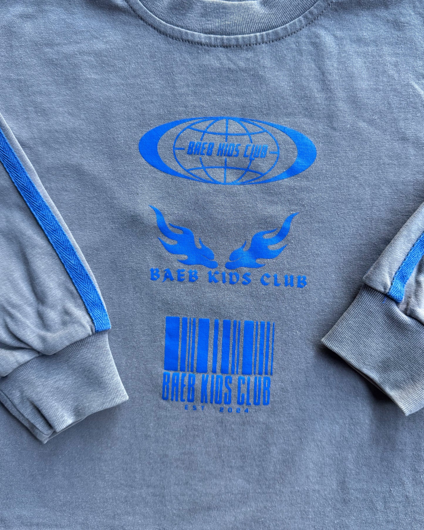 Signature Long Sleeve Tee - Washed Grey & Blue