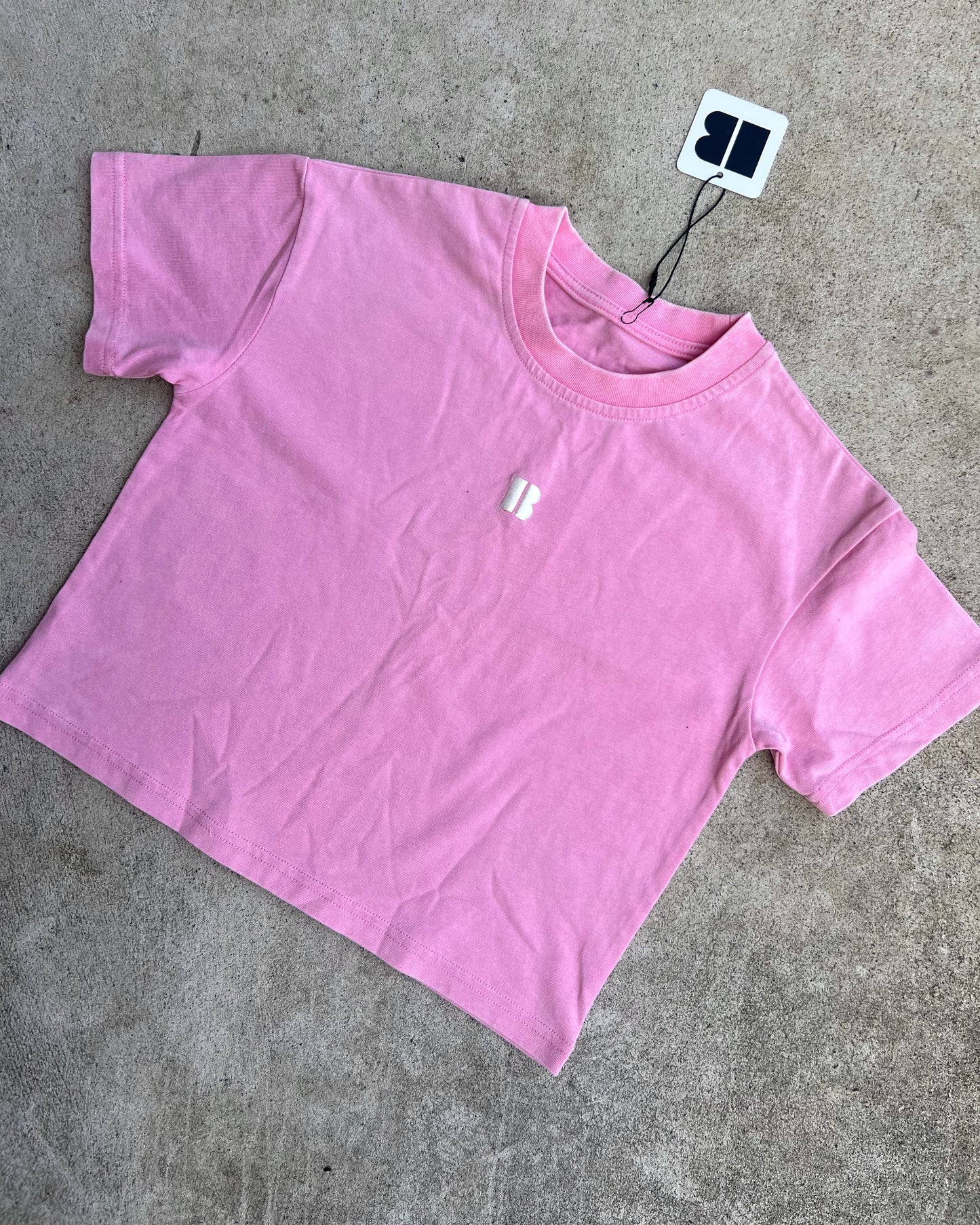 SAMPLE: Washed Pink Tee with Embroidery