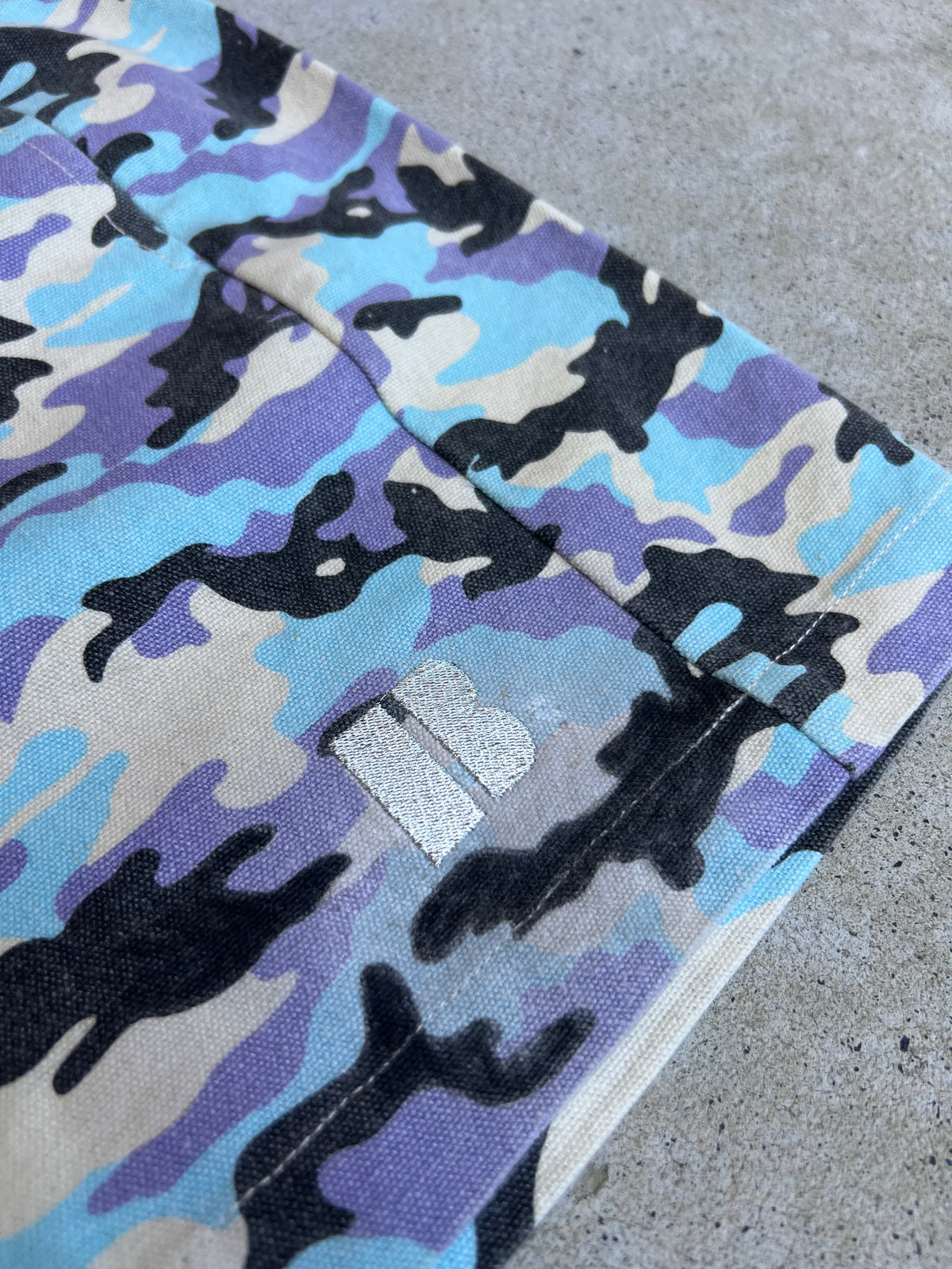 SAMPLE - Camo Denim Jorts (blue/purple)