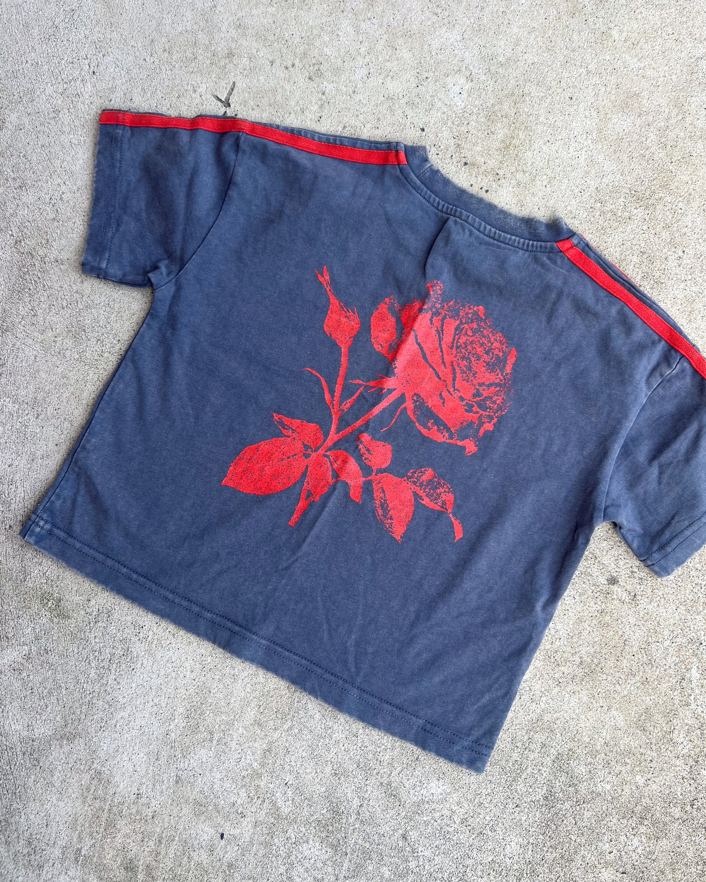 SAMPLE: Rose Tee Washed Grey/Red