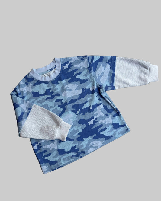 Double Layer Long Sleeve in Blue Camo