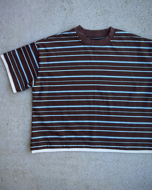 The Everyday Tee ★ Brown/Blue Stripe (Pre-Order)