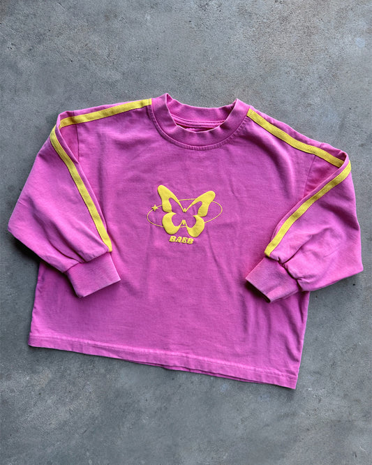 Signature Long Sleeve Tee - Washed Fuchsia & Yellow