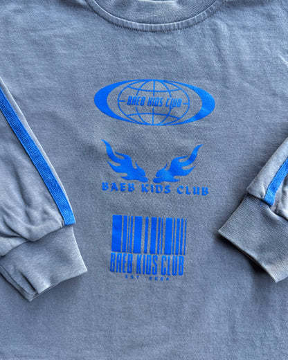 Signature Long Sleeve Tee - Washed Grey & Blue