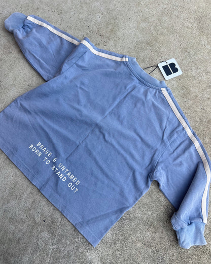SAMPLE: Washed Blue/Purple Butterfly Long Sleeve