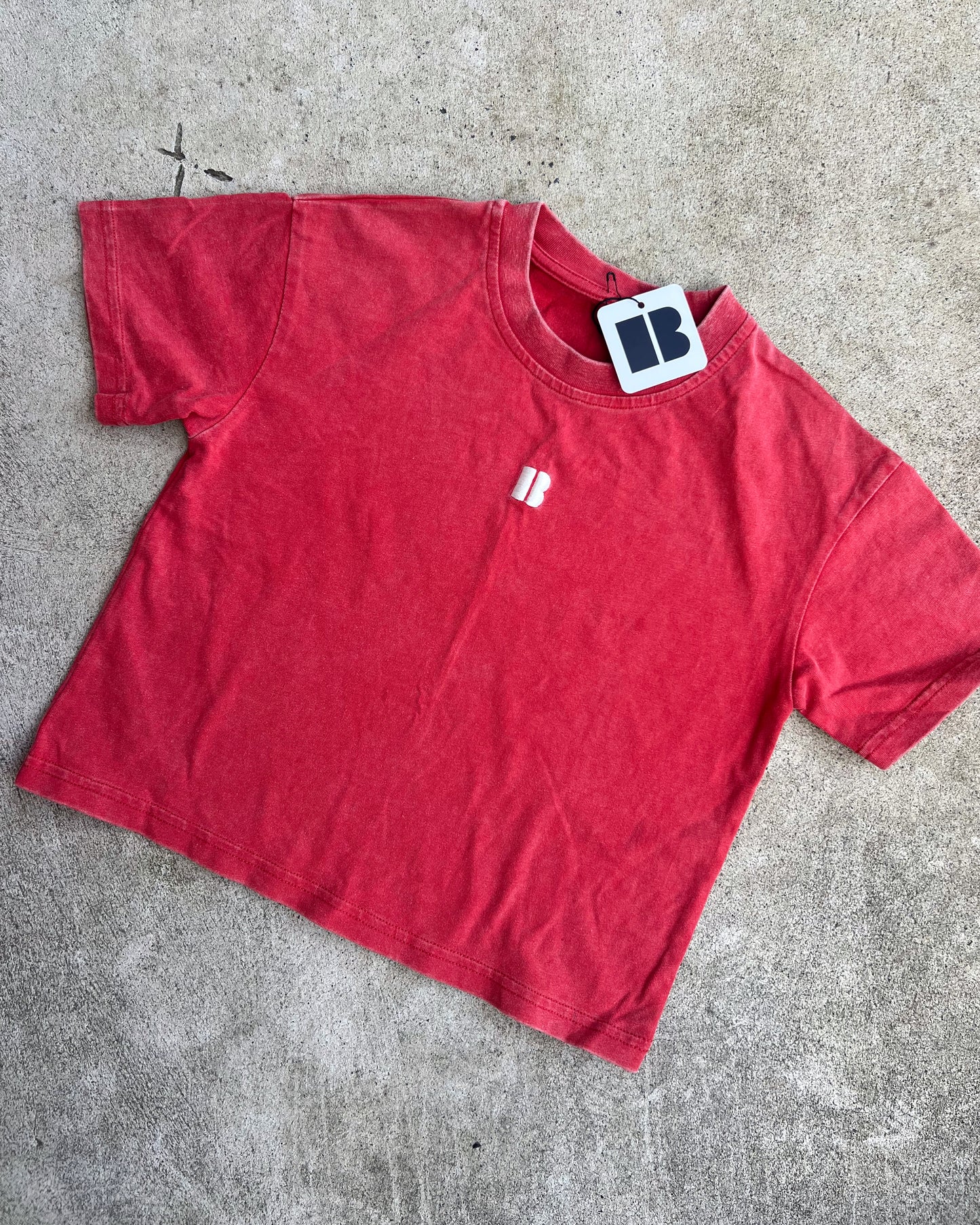 SAMPLE: Washed Red Tee with Embroidery