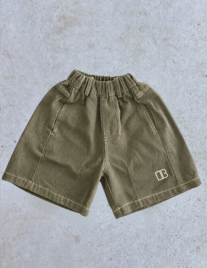Ribbed Cotton Jorts ★ Washed Olive (Pre-Order)