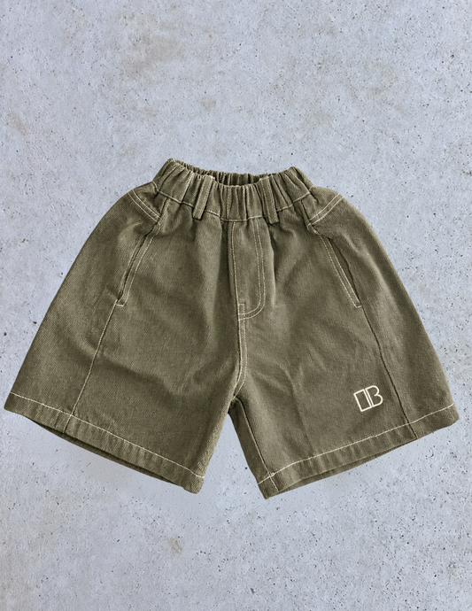 Ribbed Cotton Jorts ★ Washed Olive (Pre-Order)