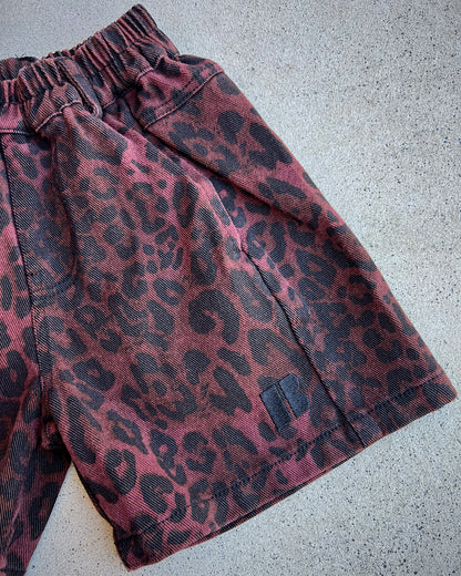 Leopard Jorts ★ Cherry (Pre-Order)