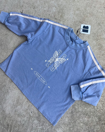 SAMPLE: Washed Blue/Purple Butterfly Long Sleeve