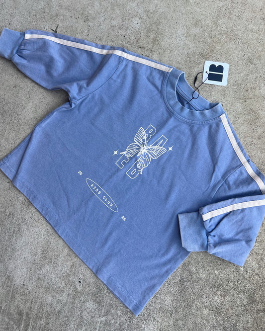 SAMPLE: Washed Blue/Purple Butterfly Long Sleeve