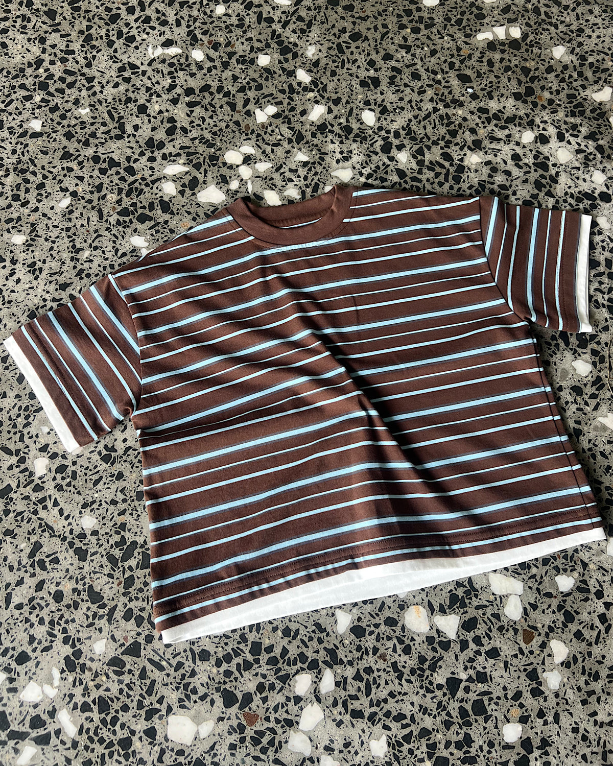 The Everyday Tee ★ Brown/Blue Stripe (Pre-Order)