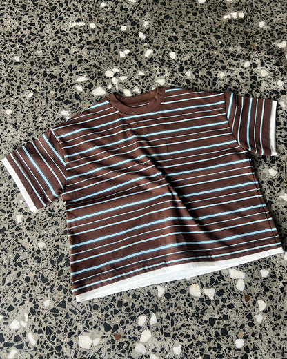 The Everyday Tee ★ Brown/Blue Stripe (Pre-Order)
