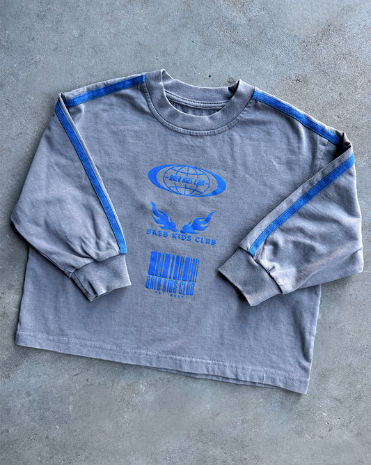 Signature Long Sleeve Tee - Washed Grey & Blue