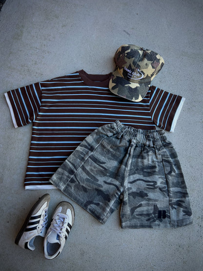 The Everyday Tee ★ Brown/Blue Stripe (Pre-Order)
